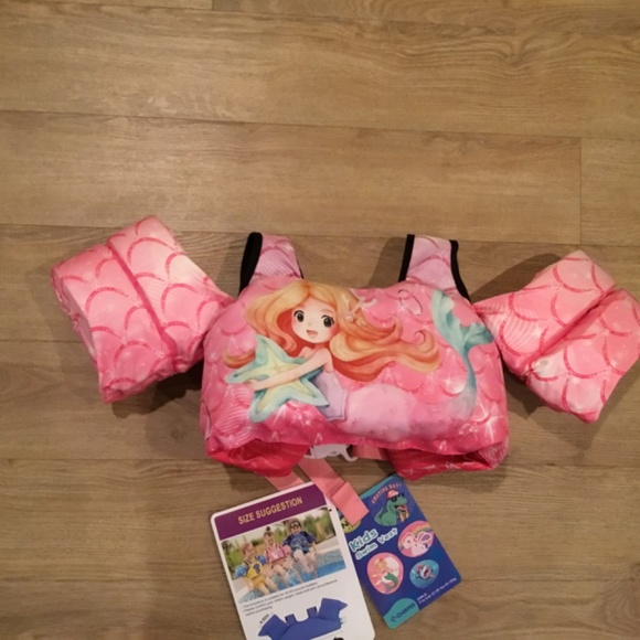 Chriffer Pink Mermaid Swim Vest Life Jacket for 33-55 Pounds - Picture 3 of 7